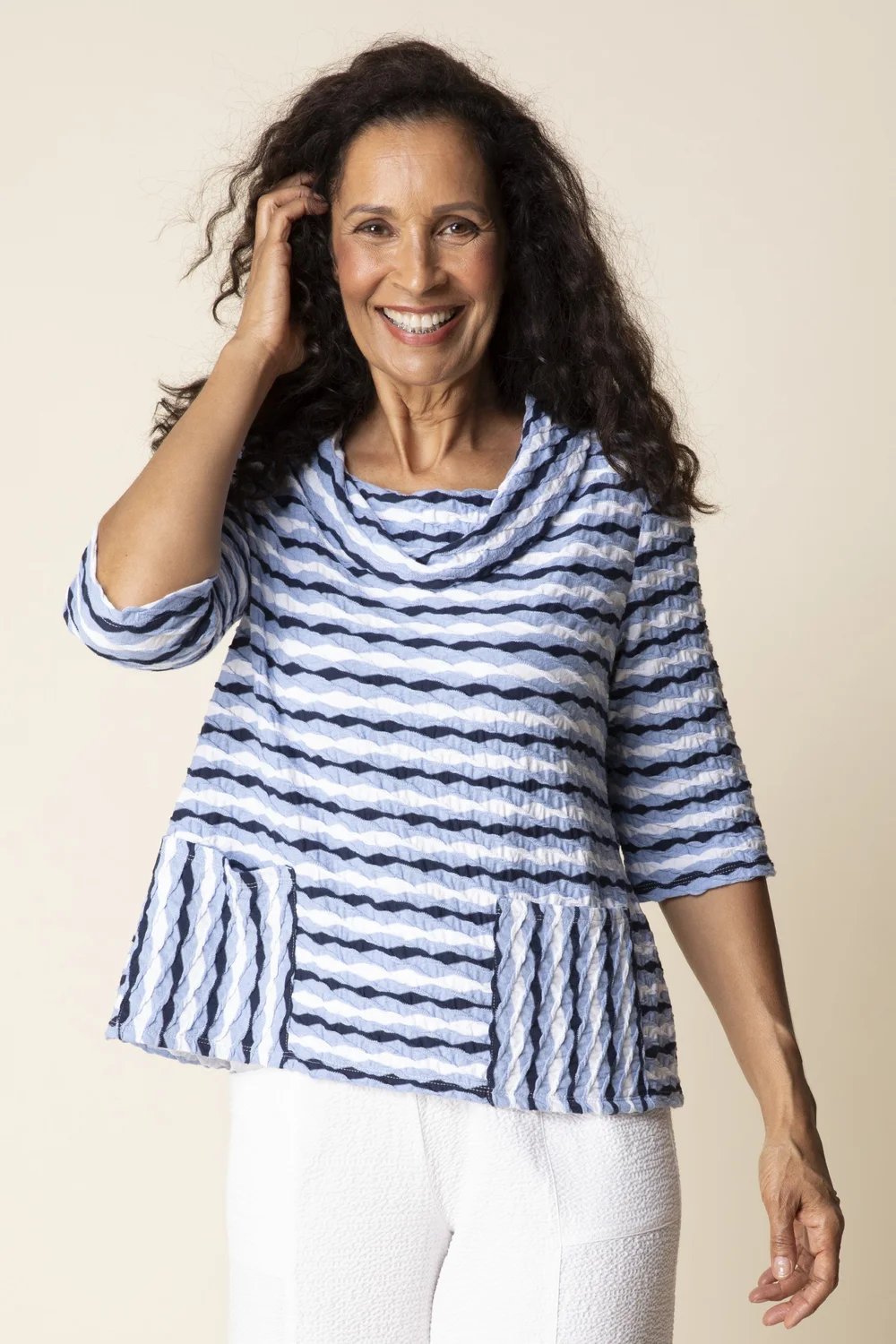 Make Waves Oceanside Blouse - Sky — Yaza